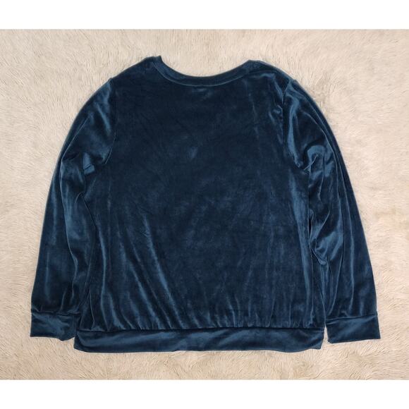 LC Lauren Conrad Women's Velour Crewneck Aqua Plus 2X Top Pants Tracksuit Set - Picture 5 of 9